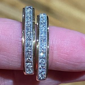10 KT gold and diamond hoops